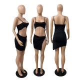 Solid Color Sexy Sling Nightclub Slit Mini Dress GDYF-6974