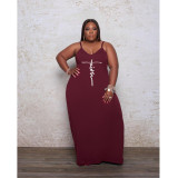 Plus Size Loose Print Sexy Sling Long Dress GDYF-69481