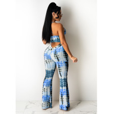 Sexy Print Sleeveless Top And Pants Two Piece Sets GDYF-6985