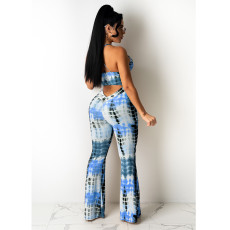 Sexy Print Sleeveless Top And Pants Two Piece Sets GDYF-6985