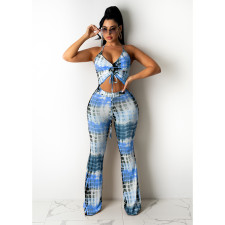 Sexy Print Sleeveless Top And Pants Two Piece Sets GDYF-6985