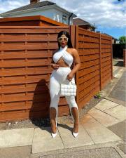 Sexy Wrap Chest Step Foot Pants Two Piece Sets NIK-278