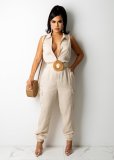 Solid Color Sleeveless Simple Casual Jumpsuit (Without Belt) GDYF-6951