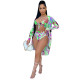Fashion Sexy Print Cloak Bikini Swimsuit Three-piece Set GDYF-6991