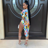 Fashion Sexy Print Cloak Bikini Swimsuit Three-piece Set GDYF-6991