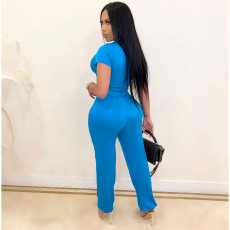 Letter Print Short Sleeve 2 Piece Pants Set GCNF-0033