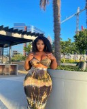Plus Size Tie Dye Sexy Tube Top And Skirt Two Piece Set GDYF-6965