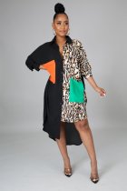 Loose Irregular Splice Pocket Shirt Dress GDYF-6954