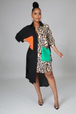 Loose Irregular Splice Pocket Shirt Dress GDYF-6954