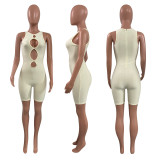 Solid Sleeveless Hollow Out Romper NIK-280