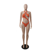 Sexy Swimsuit Solid Color Mesh Two Piece Set GDYF-6987