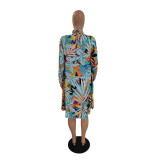 Fashion Sexy Print Cloak Bikini Swimsuit Three-piece Set GDYF-6991