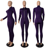 Solid Long Sleeve Zipper Jumpsuit GCNF-0016