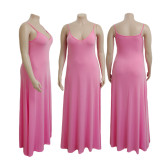 Plus Size Solid Color Loose Sexy Sling Long Dress GDYF-6948