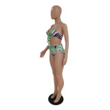 Fashion Sexy Print Cloak Bikini Swimsuit Three-piece Set GDYF-6991