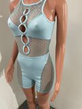 Sexy Mesh Patchwork Sleeveless Hollow Romper NIK-281