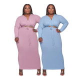 Plus Size Solid Color Cropped Top And Skirt Two Piece Set GDYF-6947