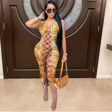 Sexy Bikini Print Lace-Up Swimsuit Three Piece GDYF-6654