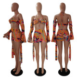 Printed Sexy Halter Mini Dress GDYF-6659