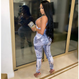 Dollar Print Vest And Pants Two Piece Set GDYF-6650