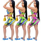 Sexy Cutout Fashion Colorful Print Mini Dress GDYF-6657