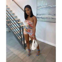 Butterfly Angel Print Sexy Sling Backless Rompers GDYF-6648