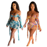 Printed Sexy Halter Mini Dress GDYF-6659