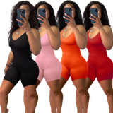 Solid Color Simple Sling Slim Rompers GDYF-6655