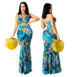Print Halter Sexy Maxi Dress GDYF-6671