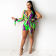 Sexy Printed V Neck Sashes Romper GCNF-0007