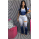 Gradient Color Short Sleeve Ruched Hole Pants Two Piece Sets GDYF-6604