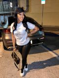 Plus Size Letter Print Short Sleeve O Neck T-Shirt HNIF-MM059