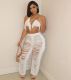 Sexy Tassel Bra Top+Hollow Out Pants 2 Piece Sets TR-1193