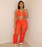 Sexy Tassel Bra Top+Hollow Out Pants 2 Piece Sets TR-1193