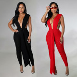 Sexy Deep V Neck Sleeveless Jumpsuit YNSF-1698