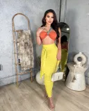 Sexy Wrap Chest Ruched Long Skirt 2 Piece Sets ORY-5223