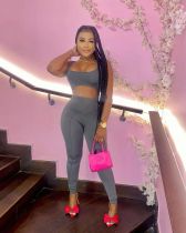 Solid Tank Top And Pants Slim Two Piece Sets FENF-214