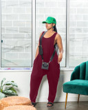 Solid Sleeveless Pocket Loose Jumpsuit BLX-61001