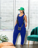 Solid Sleeveless Pocket Loose Jumpsuit BLX-61001
