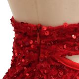 Fashion Solid Color Halter Sequin Club Dress BY-5609
