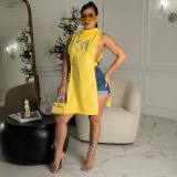 Turtleneck Embroidery Sleeveless Hollow Tank Top ZSD-0446