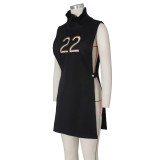 Turtleneck Embroidery Sleeveless Hollow Tank Top ZSD-0446