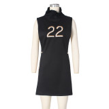 Turtleneck Embroidery Sleeveless Hollow Tank Top ZSD-0446