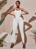 Solid Backless Spaghetti Strap Tight Jumpsuit BGN-236