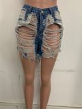 Denim Ripped Hole Skinny Jeans Shorts LSD-8695