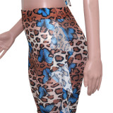 Sexy Printed Bra Top+Ruffled Pants 2 Piece Sets (With Briefs )SH-3592-1