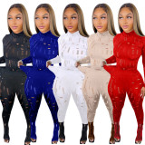 Sexy Hole Hollow Out Long Sleeve 2 Piece Sets LSD-82014