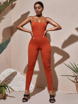 Solid Backless Spaghetti Strap Tight Jumpsuit BGN-236