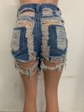 Denim Ripped Hole Skinny Jeans Shorts LSD-8695