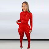 Sexy Hole Hollow Out Long Sleeve 2 Piece Sets LSD-82014